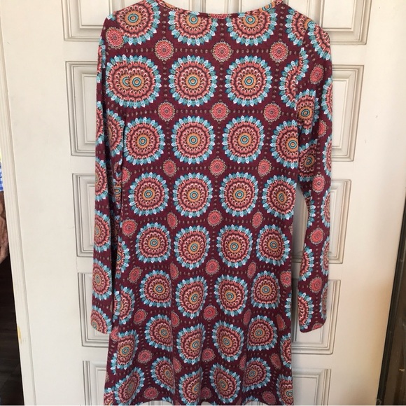 Cece Dress SzM South Western Pattern Gold Bar REd/Turquoise Knee Length Knit - Picture 3 of 5